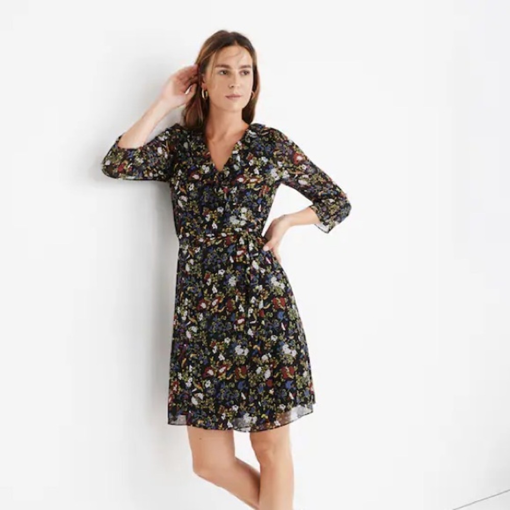 Madewell Floral Black Dress - size medium